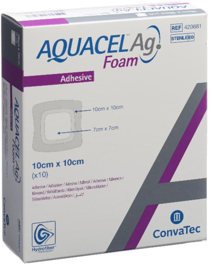 ConvaTec AQUACEL Ag Foam adhäsiv 10x10cm (10 Stk)