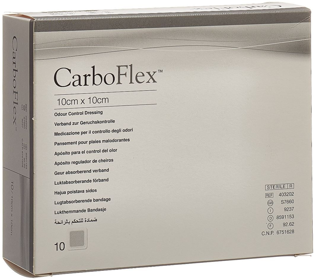CarboFlex Aktivkohle Verband 10x10cm steril (10 Stk)