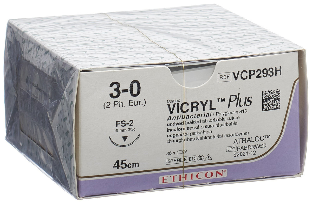 VICRYL Plus 45cm ungefärbt 3-0 FS-2 (36 Stk)