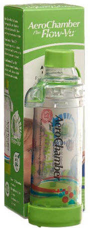 AeroChamber Plus Flow-Vu grün ohne Maske 5+ Jahre (1 Stk)