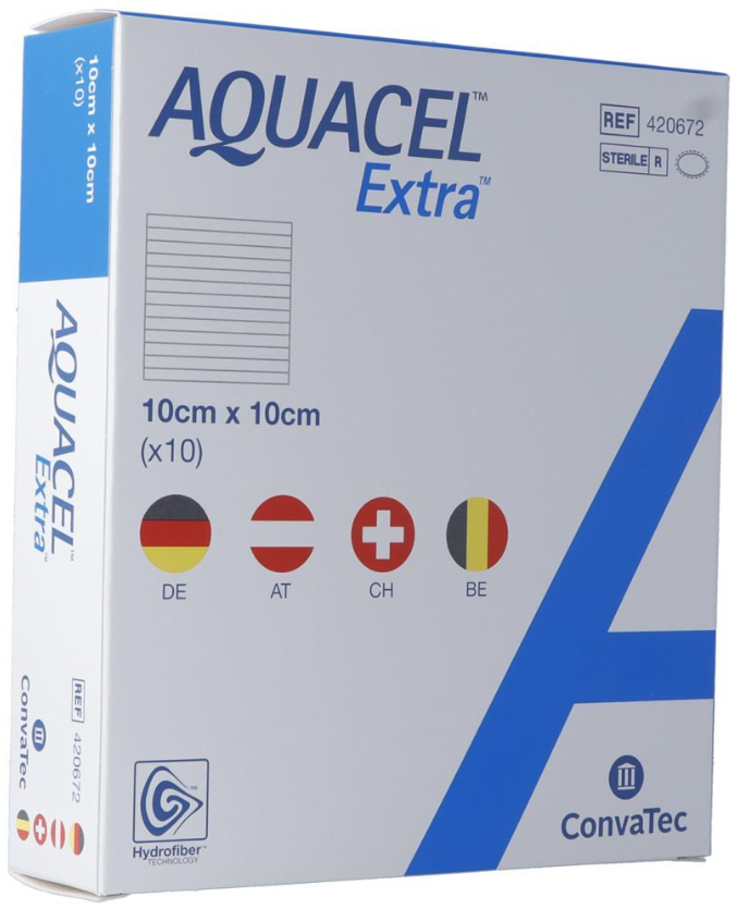 ConvaTec AQUACEL Extra Hydrofiber Verband 10x10cm (10 Stk)
