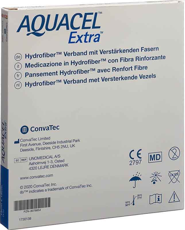 ConvaTec AQUACEL Extra Hydrofiber Verband 15x15cm (5 Stk)
