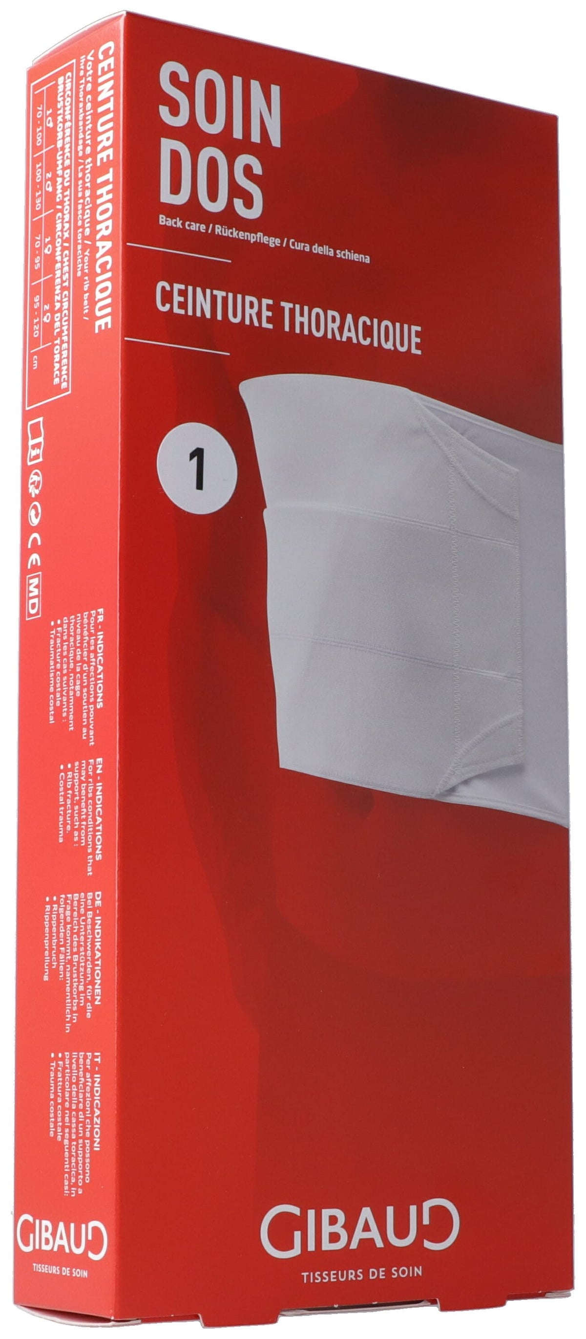 GIBAUD Rippengurt Herren Grösse1, 70-100cm weiss (1 Stk)