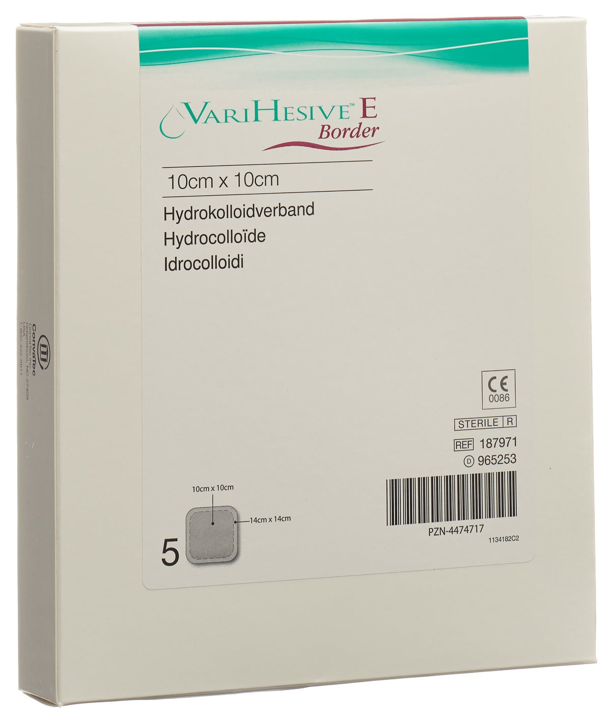 VariHesive E BORDER Verband 10x10/14x14cm (5 Stk)