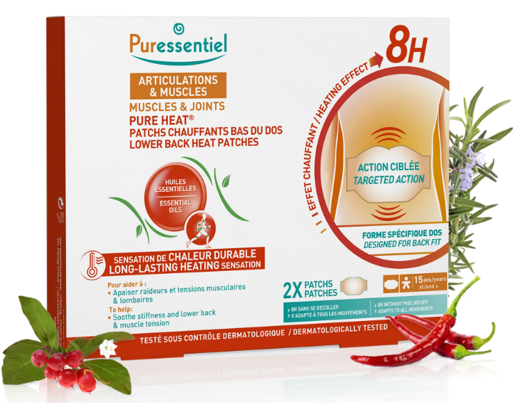 Puressentiel Pure Heat Wärmepflaster für den unteren Rücken (2 Stk)