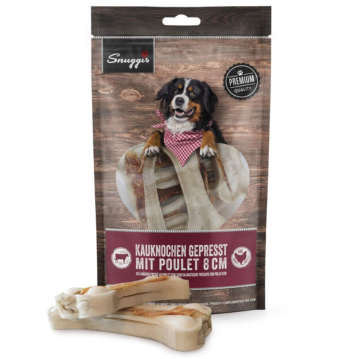 Snuggis Kauknochen gepresst mit Poulet für Hunde, 8cm (150g)