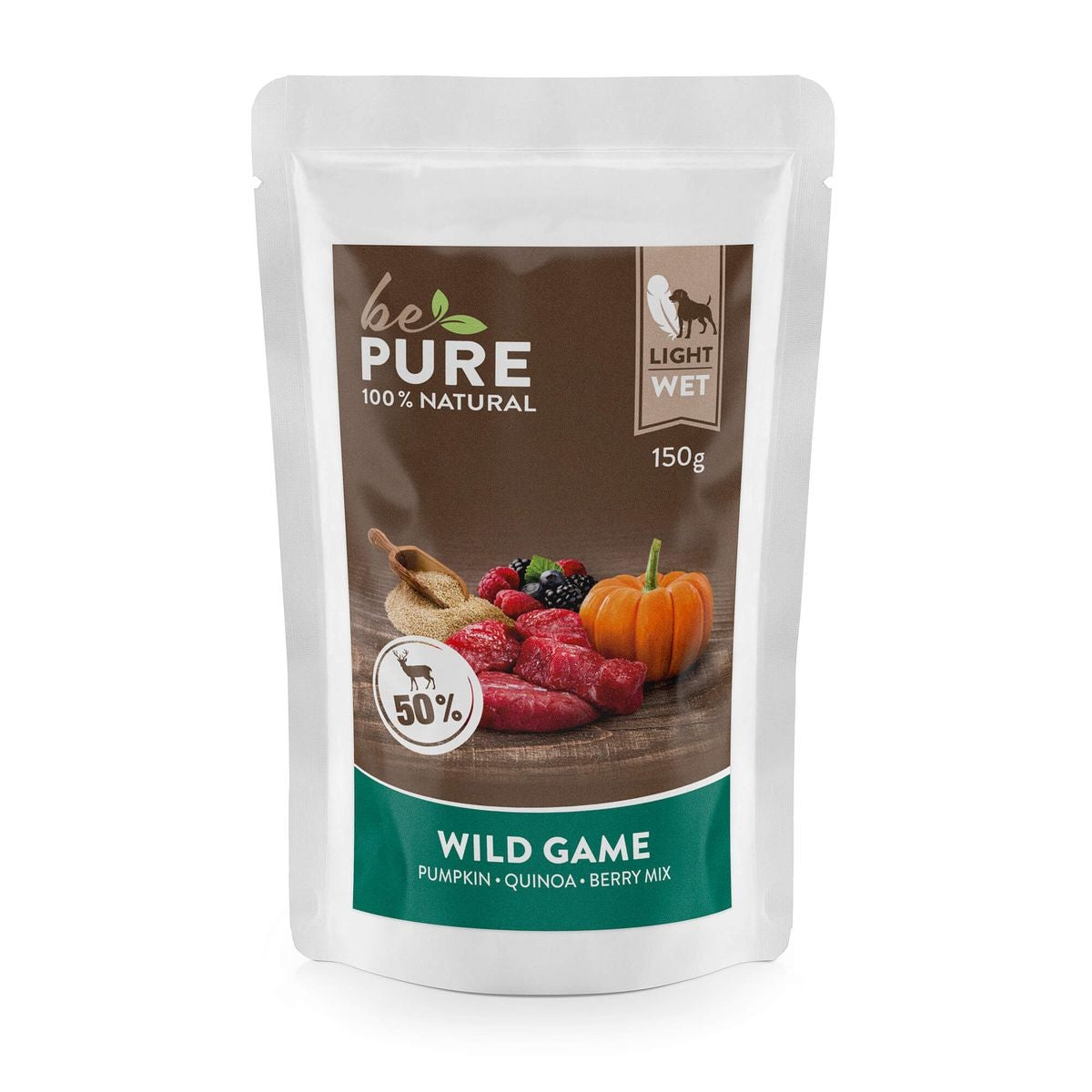 bePure Wild Game mit Wild, Gemüse, Früchte und Quinoa, Nassfutter für Hunde (150g)