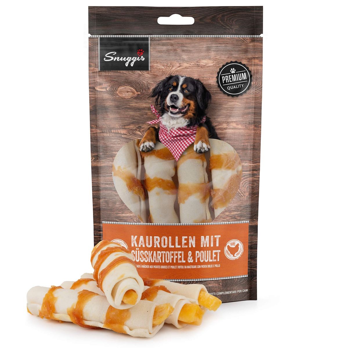 Snuggis Kaurollen mit Süsskartoffel und Poulet für Hunde (135g)