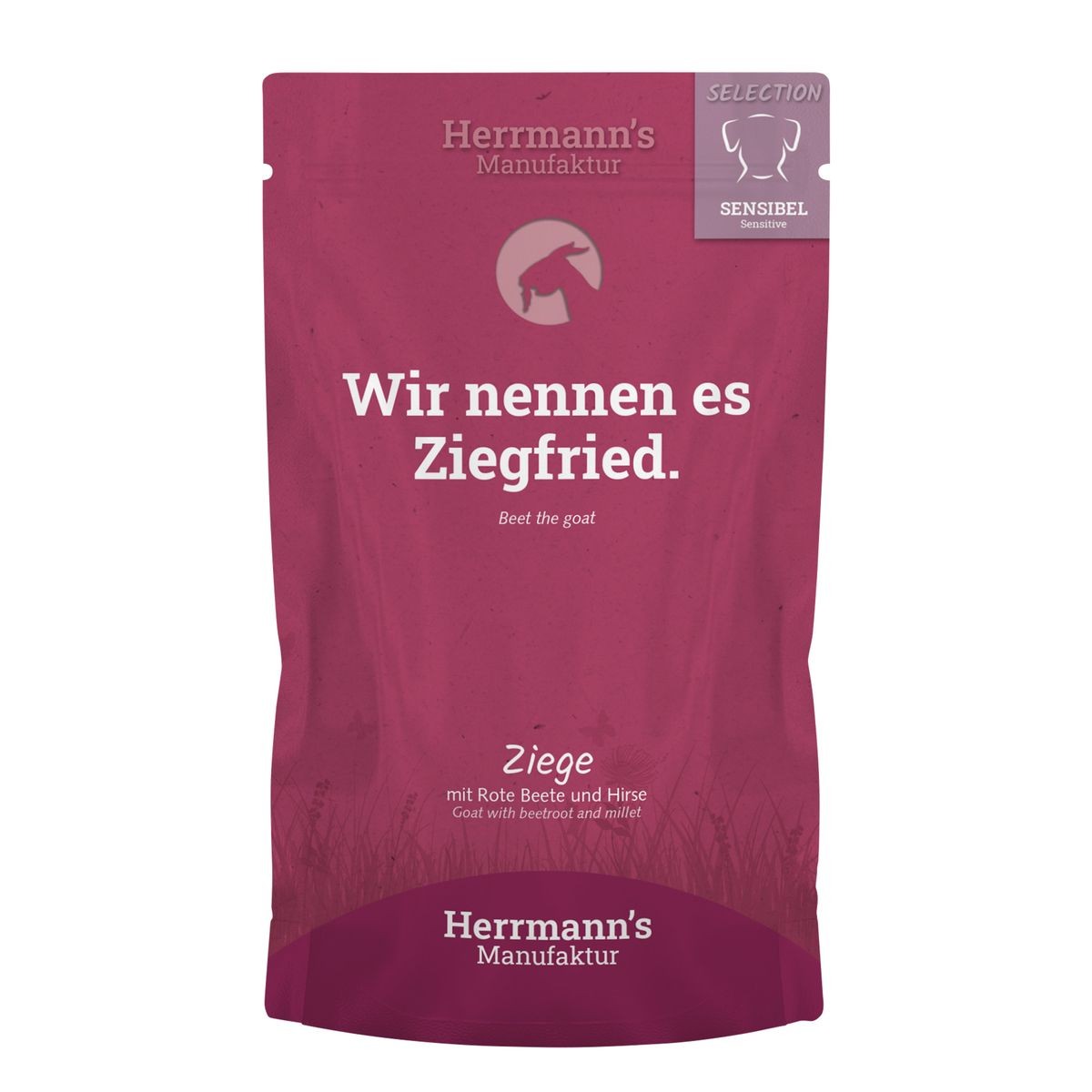 Herrmann’s Ziege mit roter Beete und Hirse, Nassfutter für Hunde (150g)