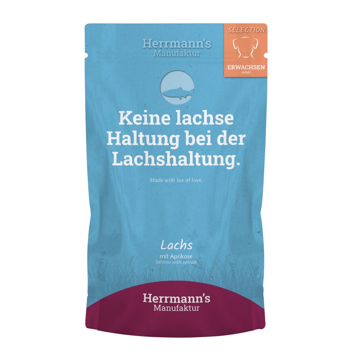 Herrmann’s Lachs mit Aprikose, Nassfutter für Hunde (150g)