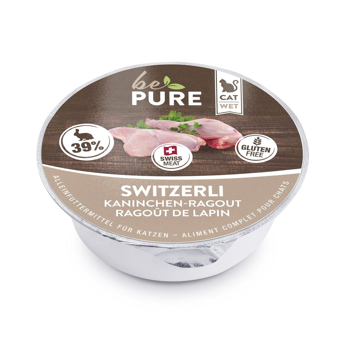 bePure Switzerli mit Kaninchen​-​Ragout für Katzen (85g)