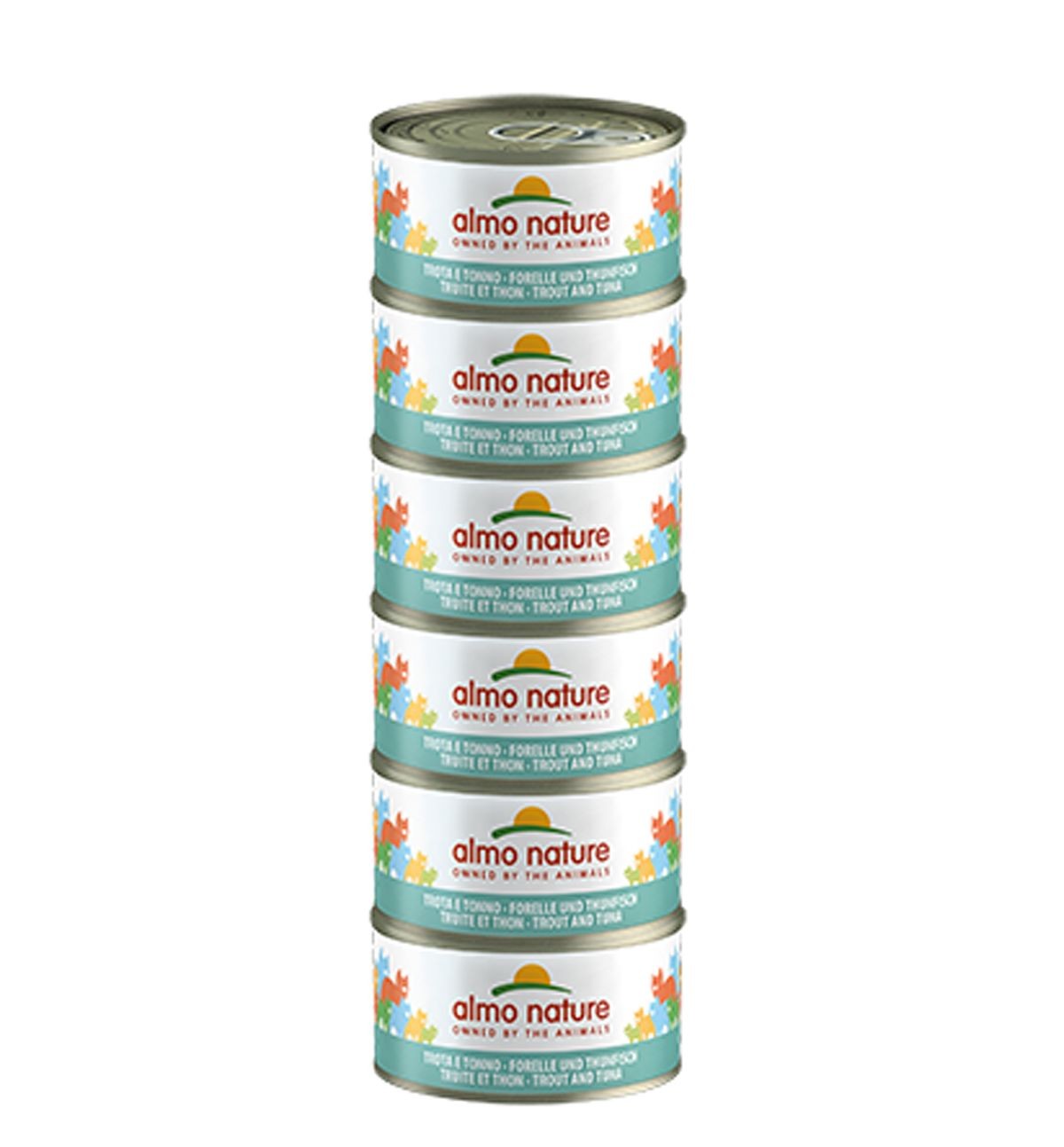Almo Nature Multipack mit Forellen und Thunfisch, Nassfutter für Katzen (6x70g)