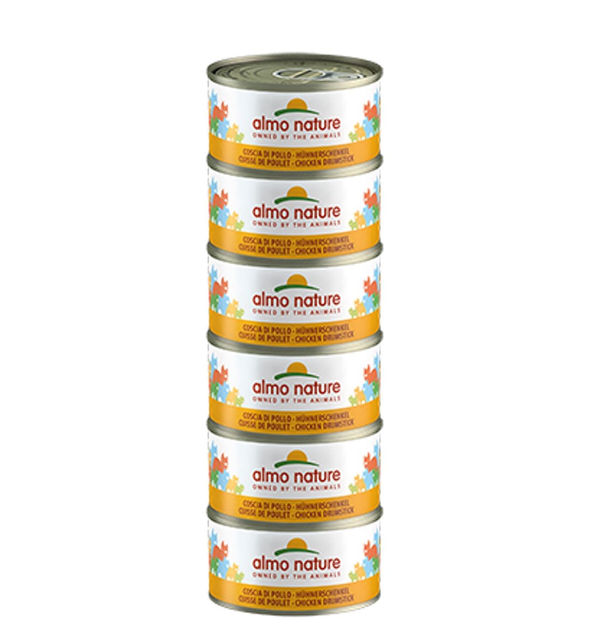 Almo Nature Multipack mit Hühnerschenkeln, Nassfutter für Katzen (6x70g)