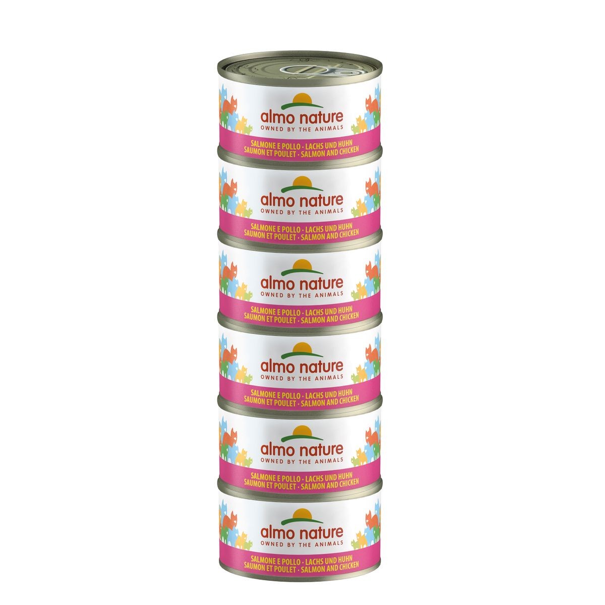 Almo Nature Multipack mit Lachs und Huhn, Nassfutter für Katzen (6x70g)