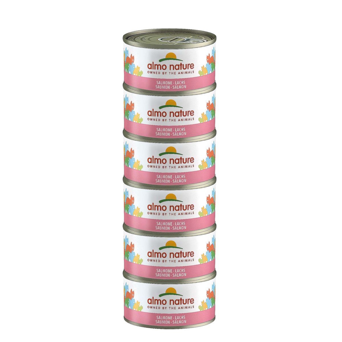 Almo Nature Multipack mit Lachs, Nassfutter für Katzen (6x70g)