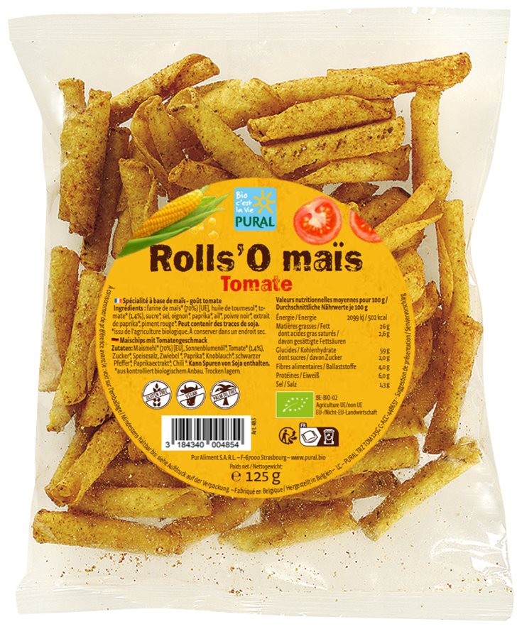 PURAL Mais Rolls Chips Tomate (125g)