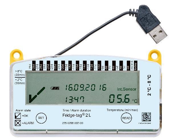 Fridge-tag 2 L Temperature Logger 2°C-8°C with Calibration Certificate German (1 pc)