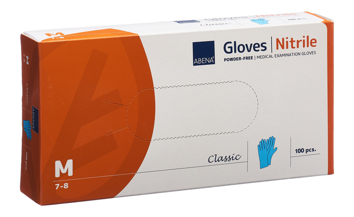 ABENA Classic Nitrilhandschuhe M, 240mm, puderfrei unsteril blau (100 Stk)