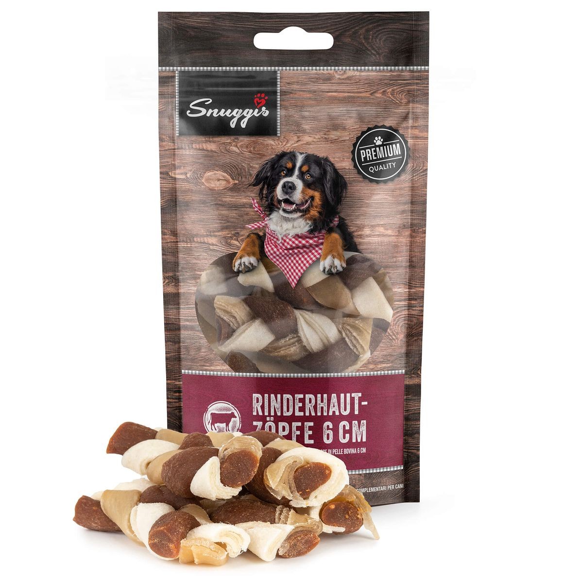 Snuggis Rinderhaut​-​Zöpfe für Hunde, 6cm (70g)
