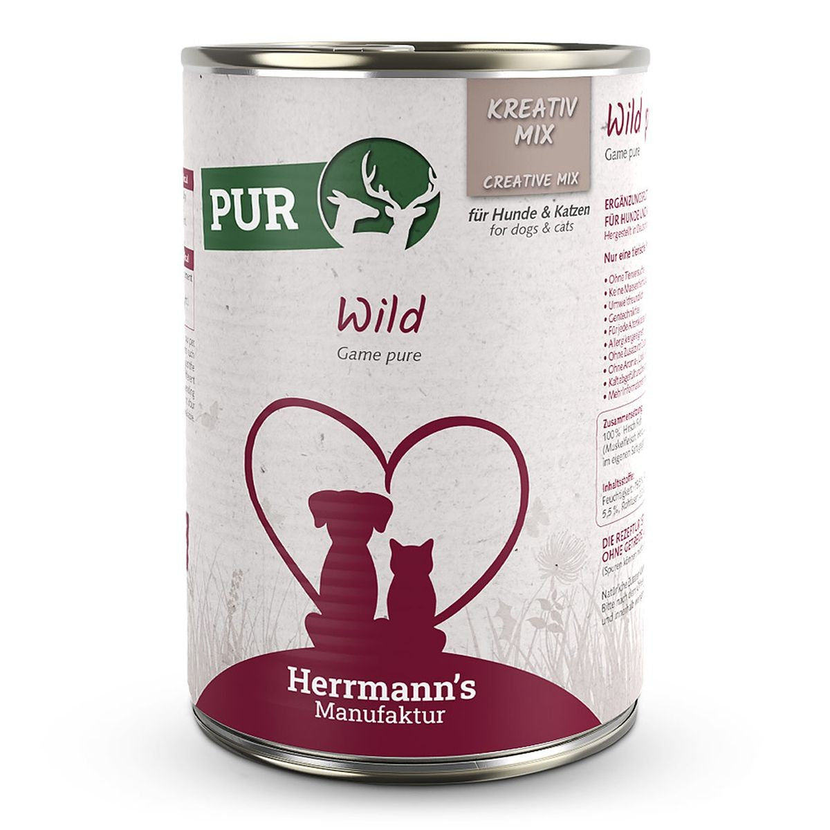 Herrmann’s Reinfleisch Bio​-​Wild, Nassfutter für Hunde (400g)