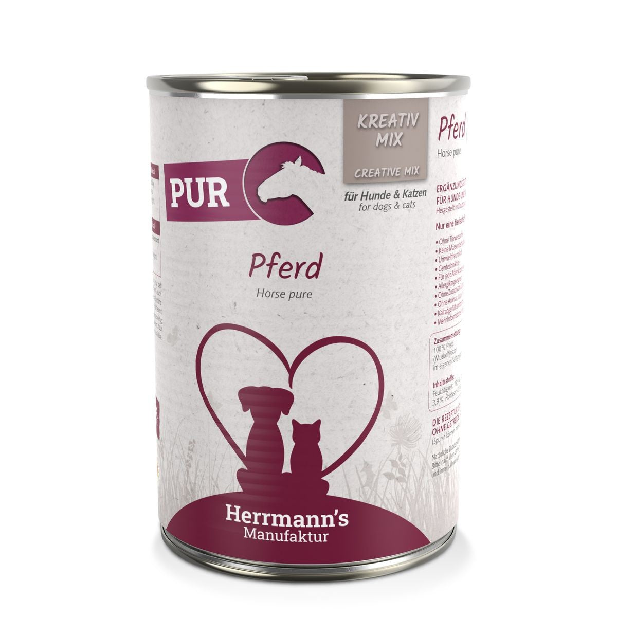 Herrmann’s Pferd Reinfleisch, Nassfutter für Hunde und Katzen (400g)