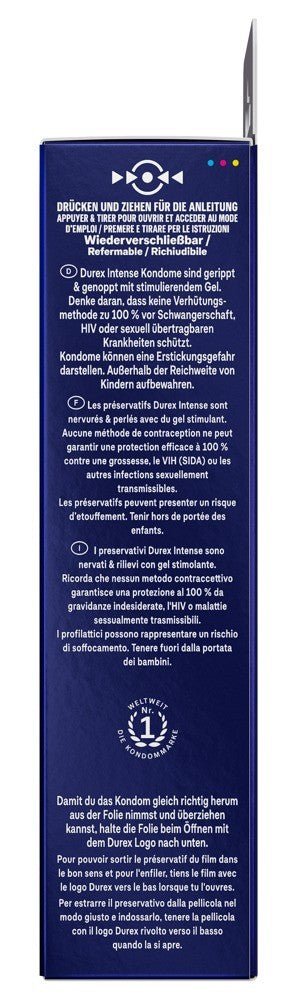 Durex Intense Orgasmic Präservativ, gerippt und genoppt (10 Stk)