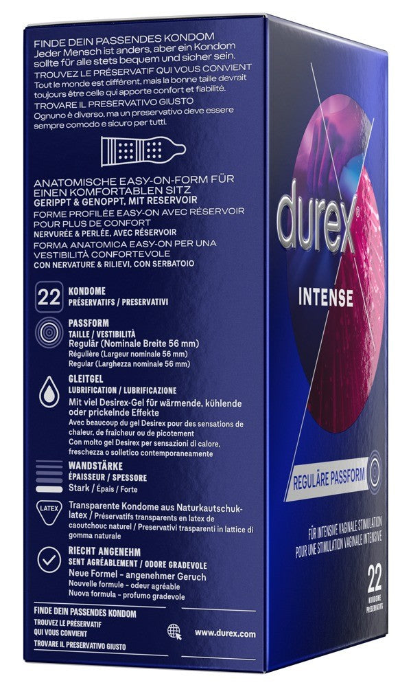 Durex Intense Orgasmic Präservativ, gerippte und genoppt (22 Stk)