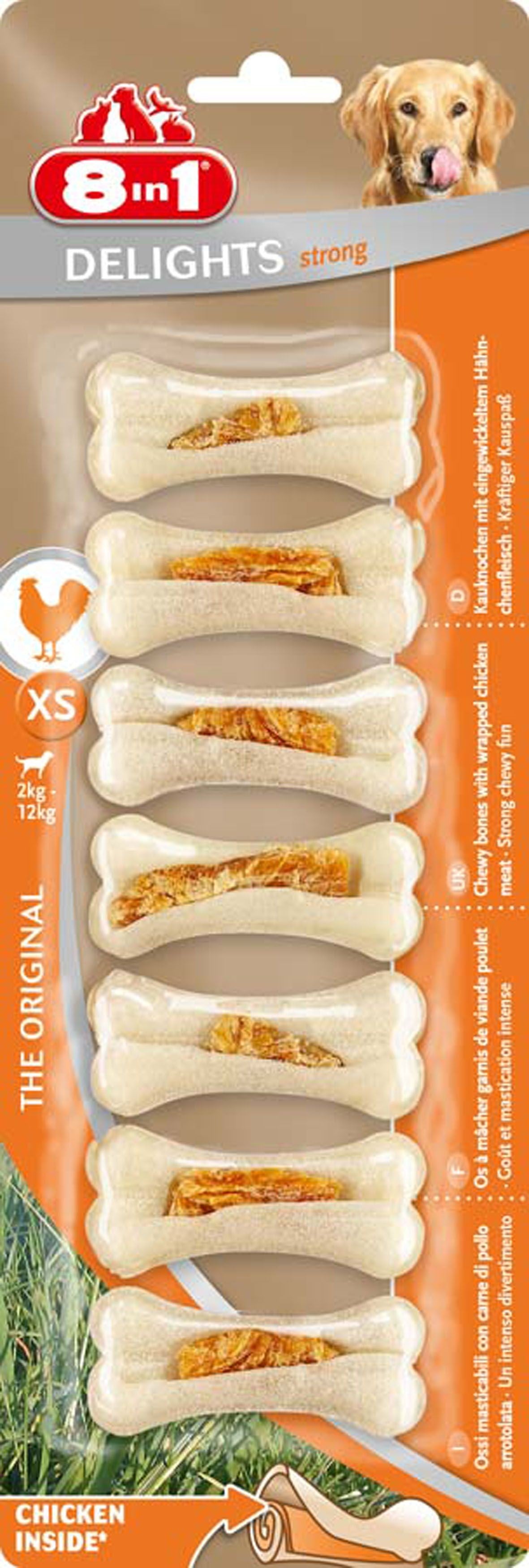 8in1 Delights Strong Kauknochen für Zwischendurch XS (7x140g)