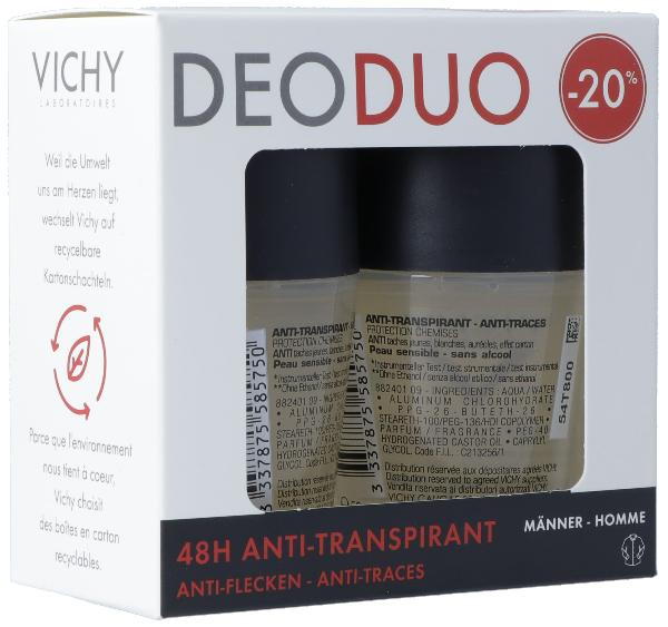Vichy Homme Déo Anti-traces 48h Roll-on Duo (2x50ml)