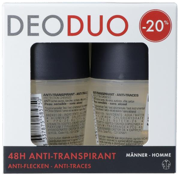 Vichy Homme Déo Anti-traces 48h Roll-on Duo (2x50ml)
