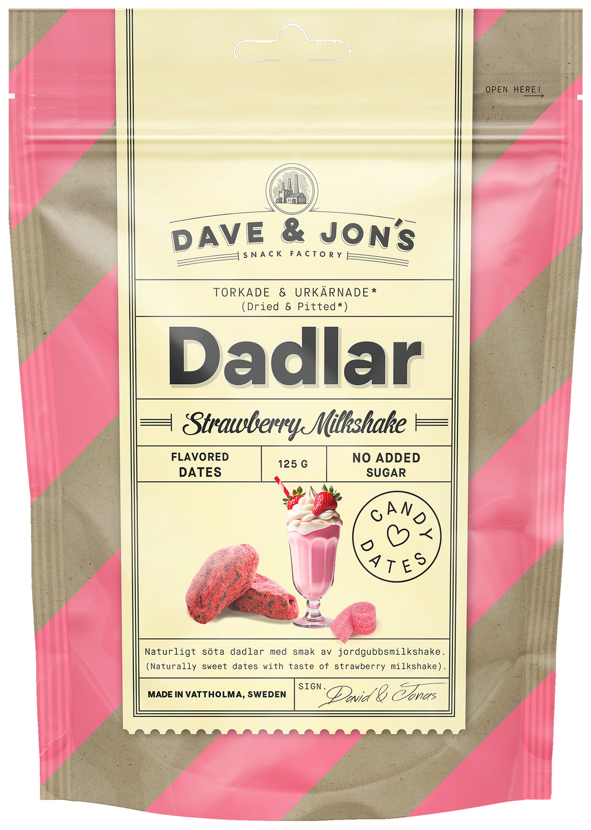 Dave & Jon's Datteln Strawberry Milkshake (125g)