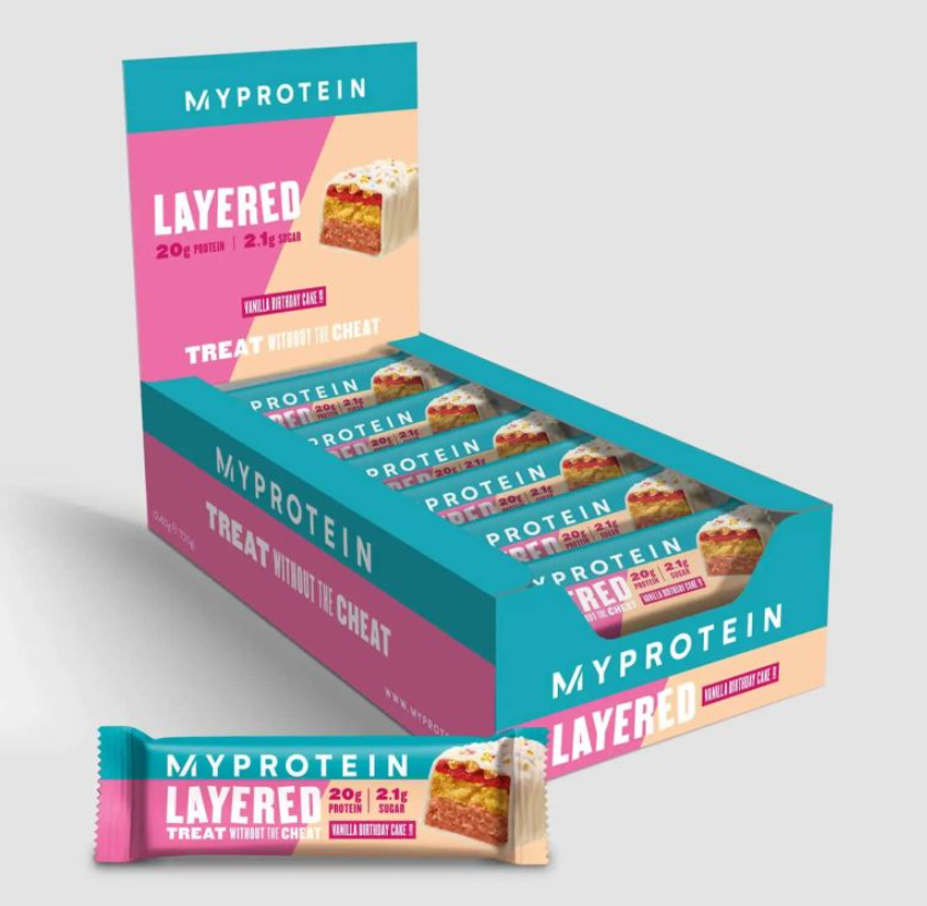 MyProtein Layered Bar Vanilla Birthday Cake (12x60g)