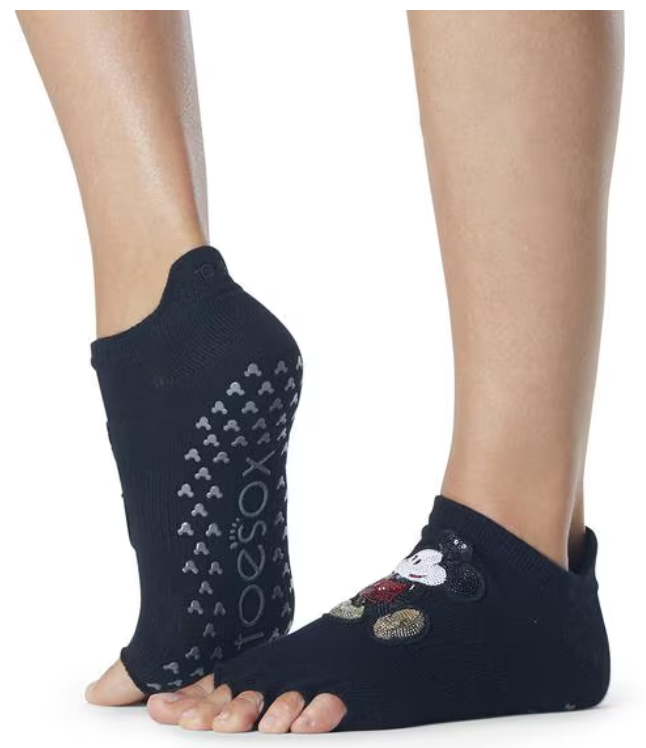 Toesox Offene Zehensocken Half Toe Low Rise Disney, Classic Mickey, Grösse S, Schwarz (1 Stk)