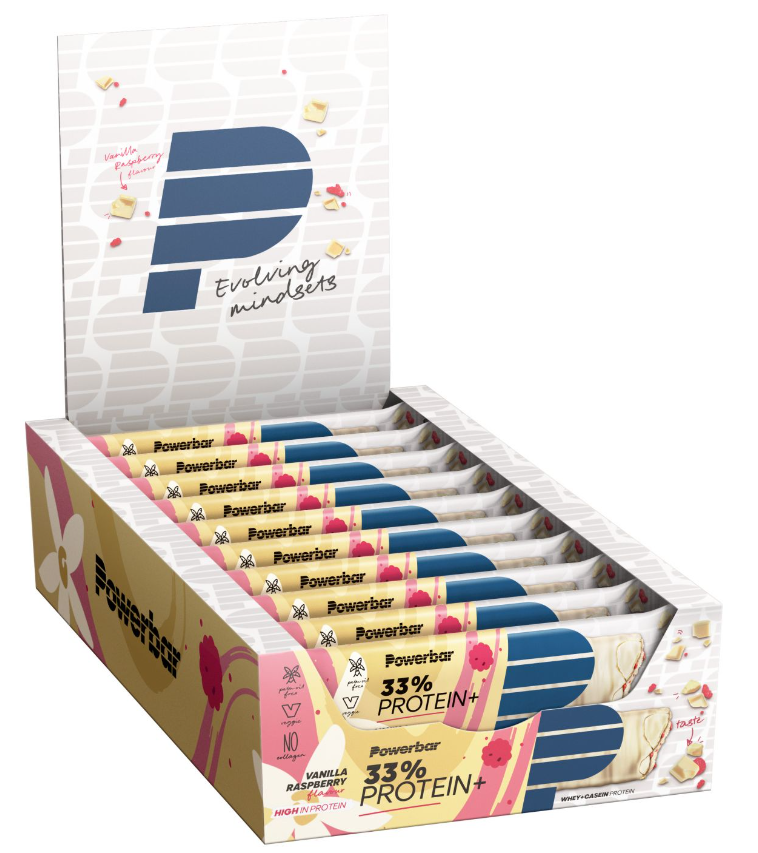 Powerbar 33% Protein+ Bar Vanilla Raspberry (10x90g)