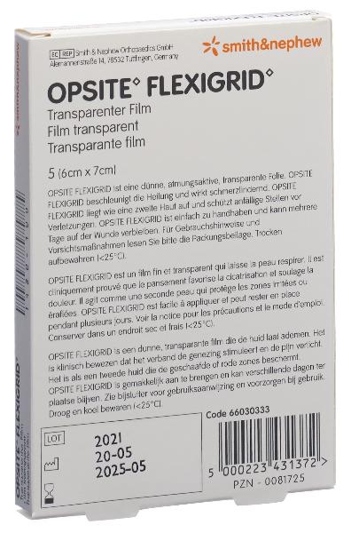 OPSITE FLEXIGRID sterile Film Dressing 6cmx7cm (6x5 pcs)