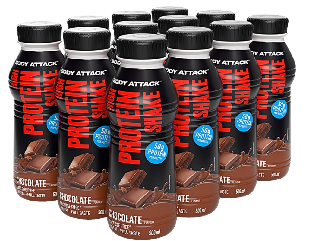 Body Attack High Protein Shake Chocolate (12x500ml)
