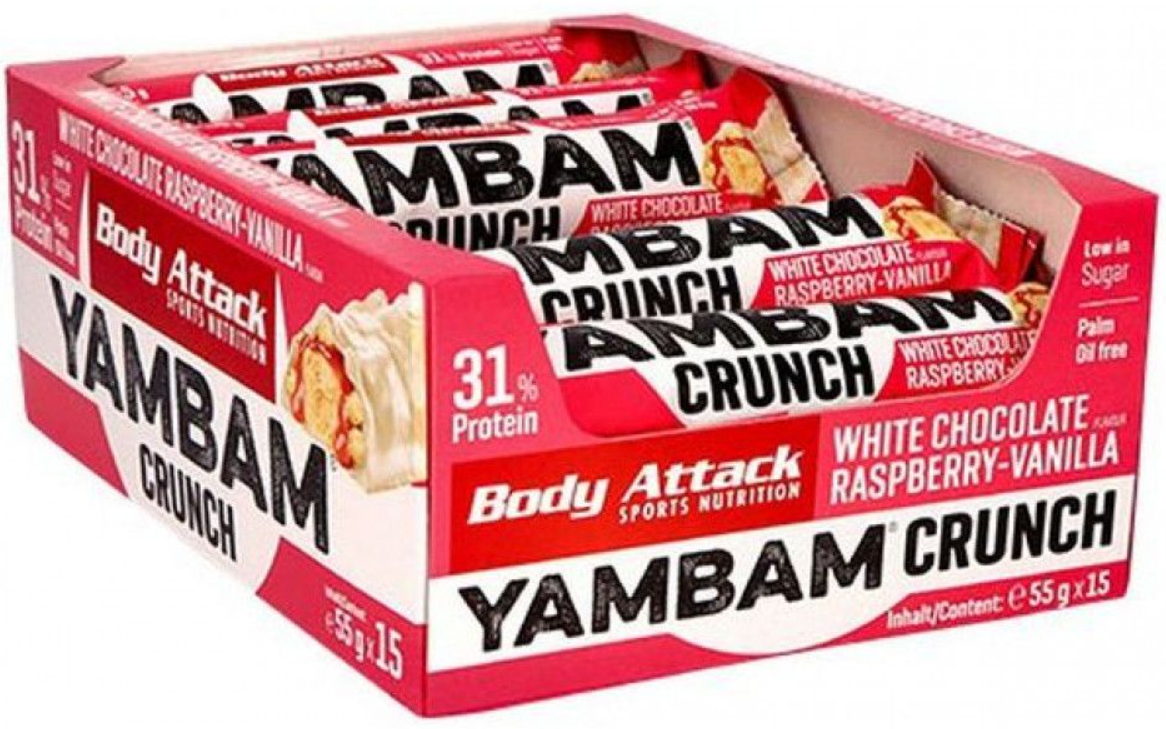 Body Attack Yambam Crunch Bar White Chocolate Raspberry-Vanilla (15x55g)