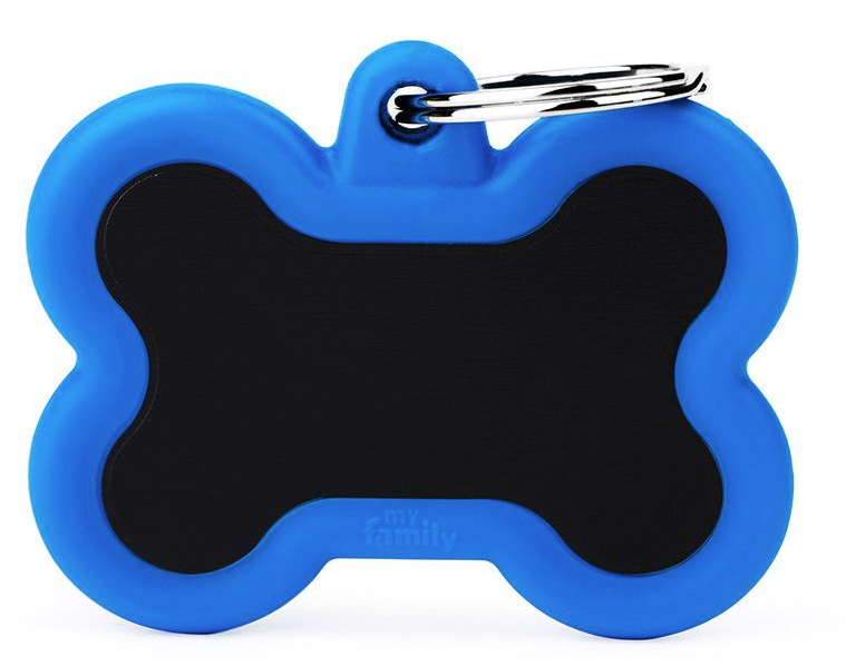 MyFamily Black Bone Alu ID-Hundetag blau, 4.1x3.3cm (1 Stk)