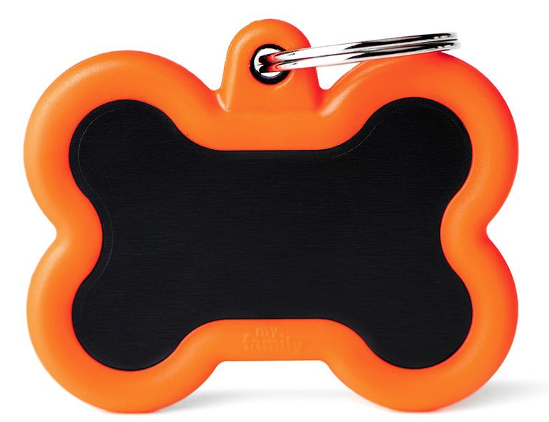 MyFamily Black Bone Alu ID-Hundetag orange, 4.9x3.6cm (1 Stk)