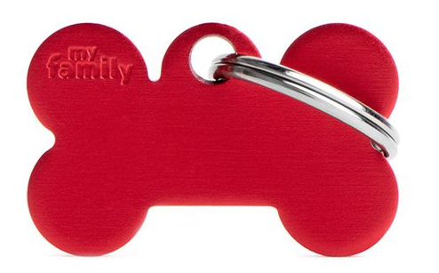 MyFamily Bone Aluminium ID-Hundetag rot, 3.x2.5cm (1 Stk)