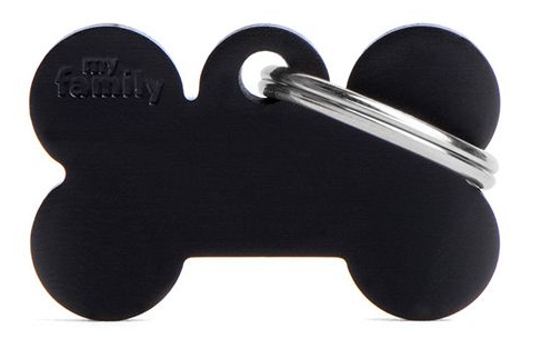 MyFamily Bone Aluminium ID-Hundetag schwarz, 3.7x3.2cm (1 Stk)