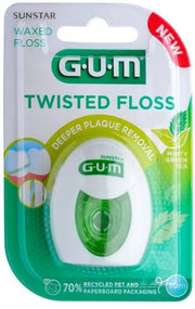 Sunstar GUM Twisted Floss Zahnseide 30m, gewachst, Green Tea (1 Stk)