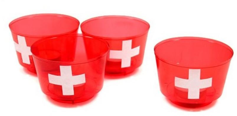 Leuchtbecher mit Schweizerkreuz (4 Stk)