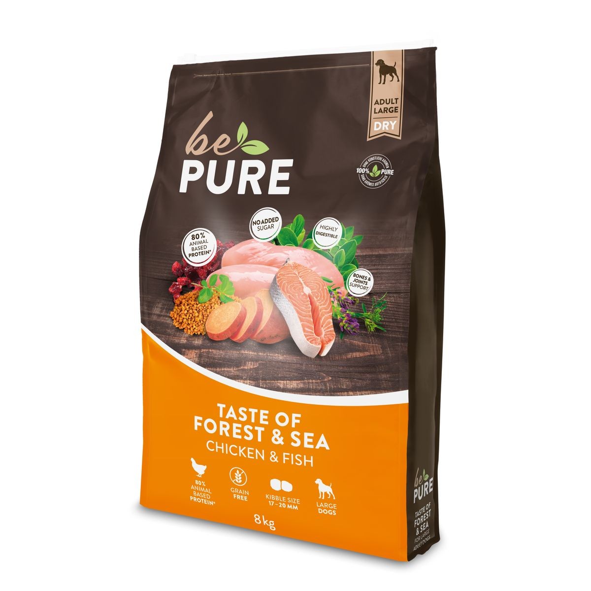 bePure Taste of Forest ​& Sea Adult Chicken & Fish, Large Hunde-Trockenfutter (8kg)