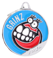 rogz Blue Grinz Hunde-ID-Tag, Durchmesser 3cm (1 Stk)
