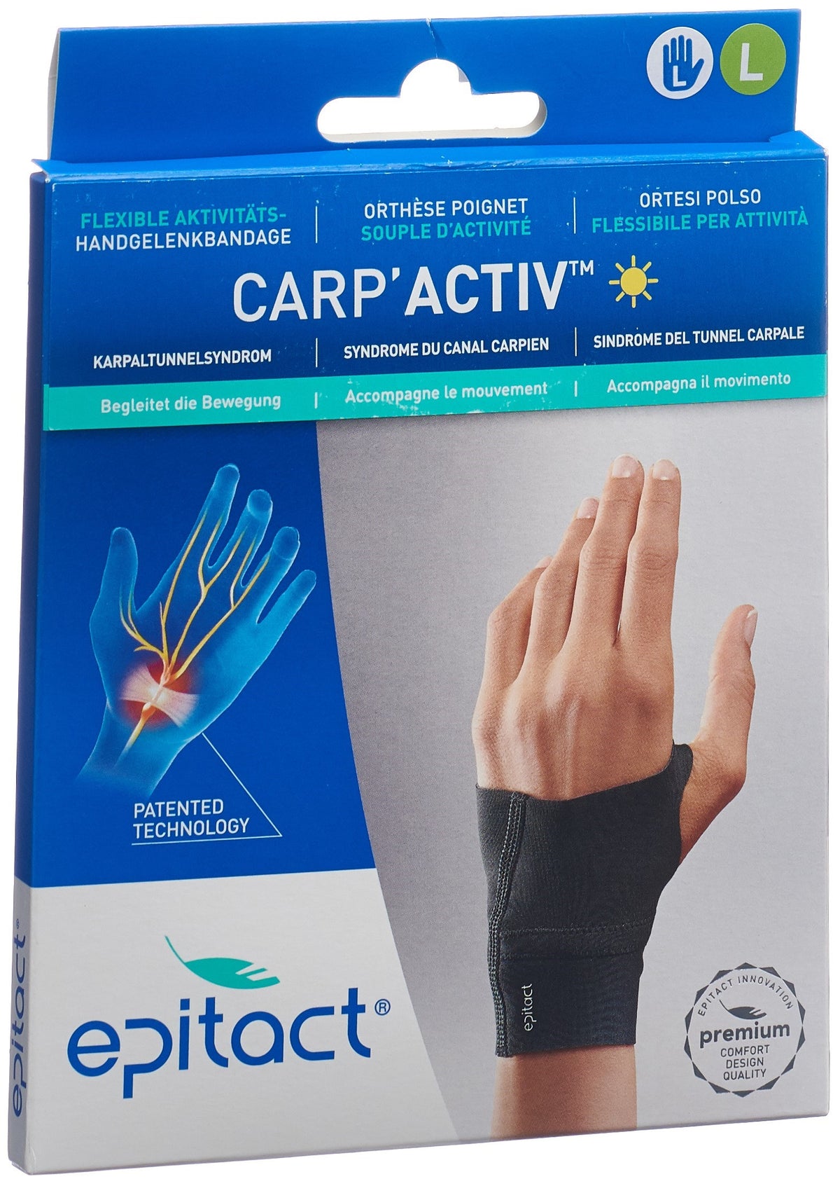 Epitact Carp'Activ flexibel Handgelenkschiene L links (1 Stk)