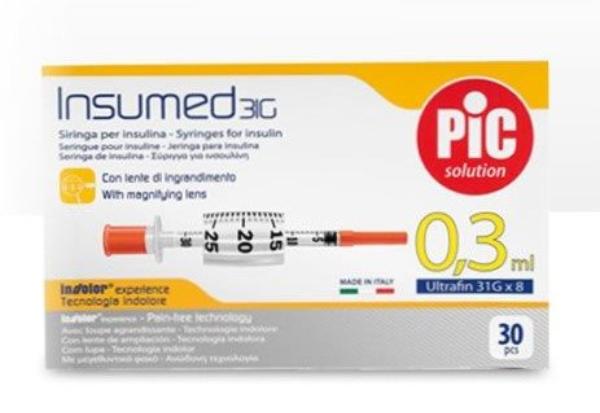 Pic Solution Insumed Insulin Syringes 0.3ml (30 pcs)