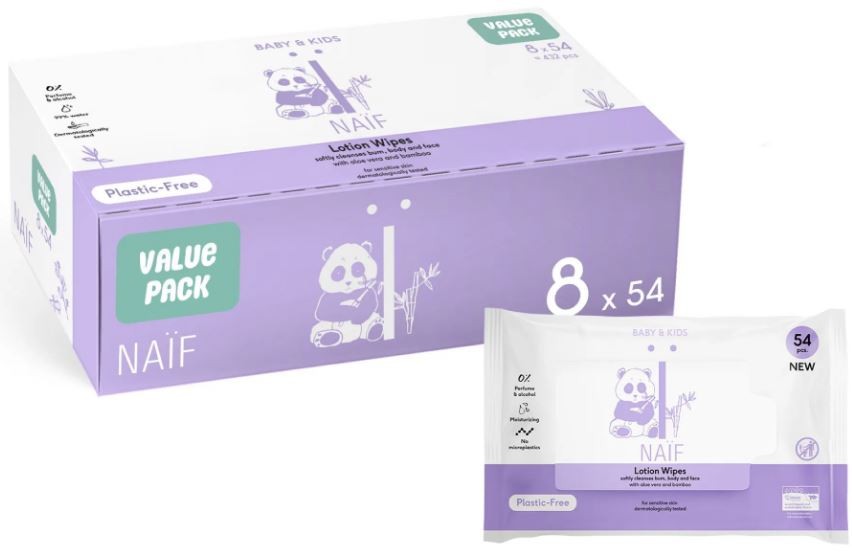 Naïf Kunststofffreie Lotion Baby-Feuchttücher (432 Stk)