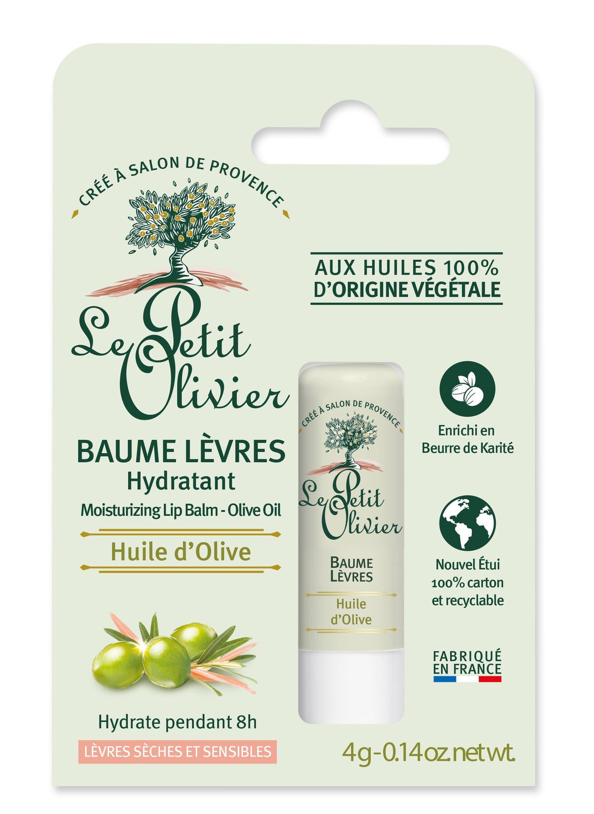 Le Petit Olivier Baume Lèvres Hydratant Huile d'Olive (4g)
