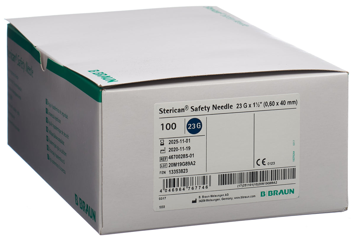 Sterican Safety Sicherheitskanüle 23G 0.6 x 40mm blau (100 Stk)